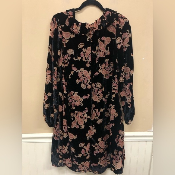 Downeast Fall Black Velvet Ruffle Collar Dress Long Sleeve Size M - Picture 1 of 7